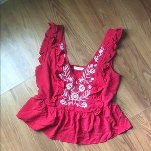 Living doll red embroidered blouse